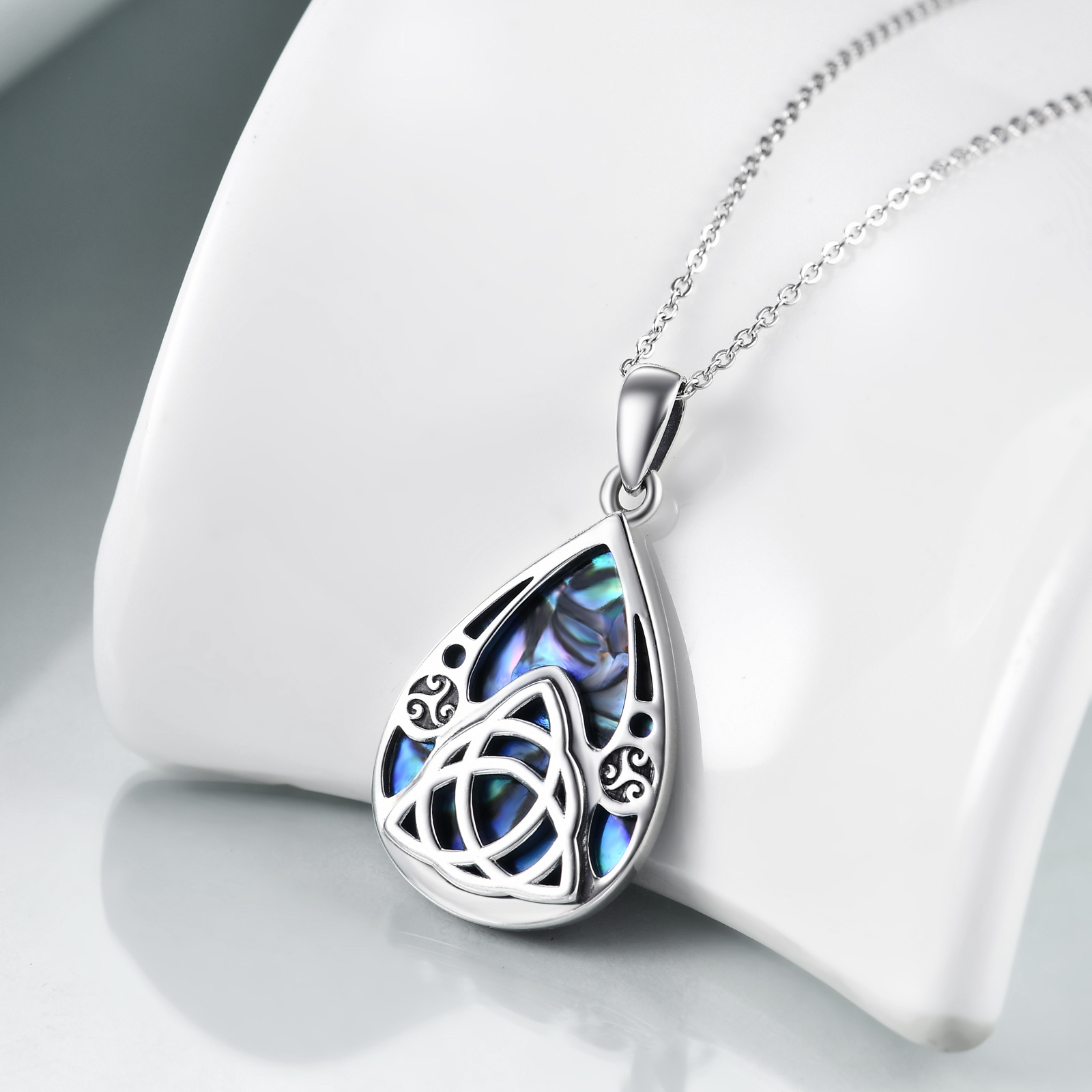 925 Sterling Silver Abalone Shell Celtic Necklace, Meaningful Gift